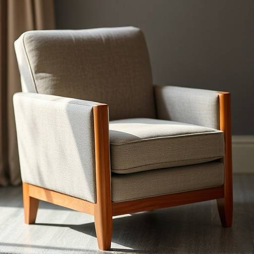 A comfortable and stylish upholstered armchair with a solid wood frame.
